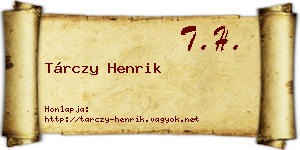 Tárczy Henrik névjegykártya